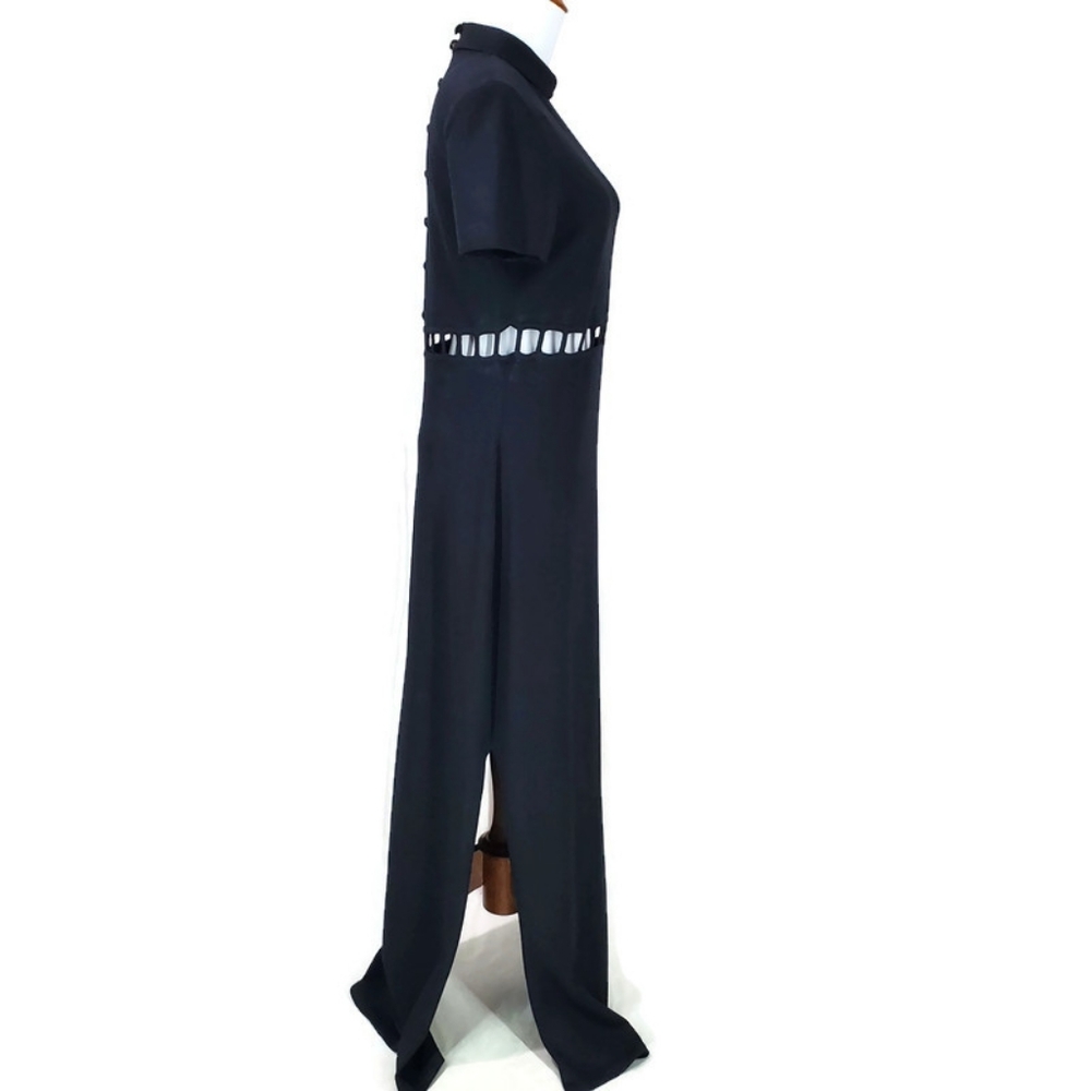 Vtg. St.John Evening Santana Knit Black Cut Out Maxi Dress Black Tie Formal - Picture 6 of 16
